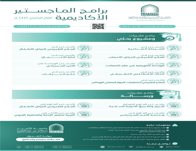 برامج الدراسات العليا بجامعة الأمير سطام بن عبدالعزيز